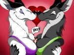  &lt;3 2018 anthro boop bra breast_smother breast_squish breasts bubble_speech canid canine clothing dialogue eyes_closed female female/female fox fur group hug mammal micro nose_boop open_mouth size_difference smile smothering squish text underwear vegabone white_body white_fur 