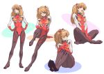  absurdres blue_eyes bodysuit breasts eyepatch hands_on_hips highres indian_style multicolored multicolored_bodysuit multicolored_clothes neon_genesis_evangelion open_mouth orange_hair plugsuit rebuild_of_evangelion red_bodysuit shikinami_asuka_langley sitting small_breasts souryuu_asuka_langley teikoku_jokyoku test_plugsuit tied_hair 