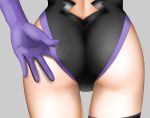  1girl ass ass_focus black_bodysuit black_gloves black_legwear bodysuit commentary_request crokase elbow_gloves fate/grand_order fate_(series) gloves grey_background head_out_of_frame highres mash_kyrielight purple_gloves simple_background single_thighhigh solo thighhighs 