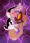 2017 8-bit-britt anthro black_body black_ears black_eyes black_fur black_nose black_tail brown_body brown_ears brown_fur bunnicula bunnicula_(series) chest_tuft chester_(bunnicula) digital_media_(artwork) domestic_cat duo eye_contact fangs felid feline felis fur half-closed_eyes hand_on_chest hi_res lagomorph leporid long_ears looking_at_another male mammal multicolored_body multicolored_fur narrowed_eyes rabbit red_eyes red_sclera scut_tail sharp_teeth short_tail side_view smile surprise tail teeth tongue tuft two_tone_body two_tone_fur vampire white_body white_fur white_nose white_tail white_tuft yellow_sclera