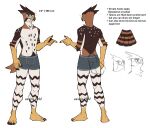 5_fingers accipitrid accipitriform aevris anthro aquilinae avian beak biped bird claws clothed clothing eagle english_text fingers hi_res male model_sheet ornate_hawk-eagle ryker_(aevris) solo text topless topless_anthro topless_male underwear underwear_only