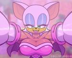 2024 animated anthro armwear bat breasts cleavage close-up clothed clothing eyeshadow female fur kissing lipstick lollipopcon looking_at_viewer low_res makeup mammal narrowed_eyes rouge_the_bat sega signature solo sonic_the_hedgehog_(series) tan_body tan_skin white_body white_fur