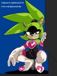 absurd_res afrosoricid anthro breasts clothed clothing cosplay digital_media_(artwork) female gloves green_body handwear hi_res idw_publishing looking_at_viewer mammal maniacxvii rouge_the_bat sega simple_background solo sonic_the_hedgehog_(comics) sonic_the_hedgehog_(idw) sonic_the_hedgehog_(series) surge_the_tenrec tenrec third-party_edit