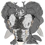  abs anthro armpit_hair arthropod barazoku beetle biceps bodily_fluids body_hair buffbug chest_hair insect lats_(muscle) male muscular muscular_anthro muscular_male nipples pecs pubes solo sweat vein veiny_muscles wings 