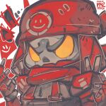  1boy absurdres animification apex_legends artist_name bandana classic_revenant dated highres humanoid_robot jrpencil open_hands orange_eyes red_bandana red_scarf revenant_(apex_legends) robot scarf simulacrum_(titanfall) solid_eyes solo v-shaped_eyebrows 