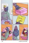 bastriw bed bedroom box clothing comic container domestic_cat felid feline felis furniture hi_res inside male mammal note pato_(bastriw) purple_eyes sweater text topwear
