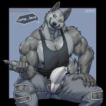 2024 amon-sydonai anthro areola balls barazoku beckoning biceps big_balls big_bulge big_muscles big_penis black_border blue_background bodily_fluids body_hair border bottomwear bulge canid canine canis chest_hair claws clothing creepy creepy_face creepy_smile creepypasta deltoids demon denim denim_bottomwear denim_clothing detailed_bulge domestic_dog erection erection_under_clothing fur genital_fluids genital_outline genitals gesture hi_res huge_balls huge_bulge huge_muscles huge_penis humanoid_genitalia humanoid_penis husky inviting jeans looking_at_viewer male mammal muscular muscular_anthro muscular_male nipples nordic_sled_dog pants patreon pecs penis penis_outline precum precum_through_clothing precum_through_underwear shirt signature simple_background sitting smile smile.dog solo spitz talking_to_viewer tank_top tenting text thick_thighs topwear torn_bottomwear torn_clothing torn_jeans torn_pants tuft underwear unzipped url vein wet wet_clothing zipper