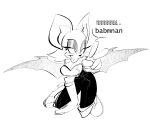 2023 absurd_res anthro bat black_and_white blep breasts cleavage clothed clothing dialogue english_text female gesture hand_gesture hi_res mammal monochrome rouge_the_bat sega sketch solo sonic_the_hedgehog_(series) text the-hydroxian tongue tongue_out v_sign wings