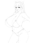  absurdres blush breasts highres indie_virtual_youtuber large_breasts long_hair sketch sogogistew stomach thick_thighs thighs white_background 
