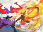 2024 action_pose ambiguous_gender anthro biped black_body black_fur braixen canid canine digitigrade fire fur generation_6_pokemon hi_res inner_ear_fluff kerchief kerchief_only mammal mostly_nude neckerchief neckerchief_only nintendo pokemon pokemon_(species) pokemon_mystery_dungeon pose purple_body purple_fur red_body red_eyes red_fur red_nose shaded shiny_pokemon signature snout solo spike_chunsoft spread_legs spreading stick thwillartz tuft white_body white_fur