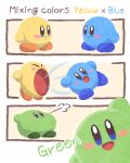 1:3 2024 :d :o alien ambiguous_gender ara_love_kirby better_version_at_source big_head black_eyes blue_body blue_eyes blue_feet blue_skin blush colored comic cutlery digital_drawing_(artwork) digital_media_(artwork) digital_painting_(artwork) duo earless eating english_text eye_contact feet fur glistening glistening_eyes graphite_(artwork) green_body green_feet green_skin happy hi_res kirby kirby_(series) kitchen_utensils looking_at_another looking_at_viewer mammal mixing mouth_closed multicolored_body nintendo noseless not_furry official_art open_mouth orange_feet painting_(artwork) pencil_(artwork) pixiv portrait raised_hand rosy_cheeks signature simple_background small_body smile sphere_creature text textured_background tongue tongue_out tools traditional_media_(artwork) twitter waddling_head yellow_body yellow_skin