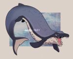 aevris ambiguous_gender archaeoceti basilosaurid basilosaurus cetacean countershade_face countershade_torso countershading dorsal_fin feral fin hi_res mammal marine open_mouth sharp_teeth solo tail tail_fin teeth tongue whale