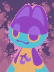  2019 3:4 abstract_background alternate_color animal_crossing anthro cherry clothing coof domestic_cat felid feline felis food fruit grainy half-closed_eyes half-length_portrait hi_res lineless male mammal narrowed_eyes nintendo plant portrait print_shirt punchy_(animal_crossing) restricted_palette shirt simple_background solo toony topwear video_games whiskers 