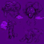  1:1 anthro male mintnchase monochrome monsterdog purple_and_black reji_mint solo 