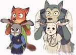  2020 adonyne anthro beastars blush canid canine canis cheek_tuft clothed clothing crossover disney facial_tuft fox fully_clothed fur grey_body grey_fur group haru_(beastars) hi_res judy_hopps lagomorph legoshi_(beastars) leporid mammal nick_wilde orange_body orange_fur police_uniform rabbit red_fox simple_background tuft uniform white_background white_body white_fur wolf zootopia 