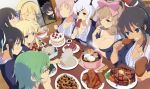  6+girls absurdres asuka_(senran_kagura) bangs black_hair black_ribbon blonde_hair blue_eyes blue_ribbon blush bow breasts brown_eyes brown_hair chicken_wing cleavage collarbone eating eyepatch finger_in_mouth flat_chest food fruit green_eyes green_hair hair_bow hair_ornament hair_ribbon hairclip haruka_(senran_kagura) hibari_(senran_kagura) highres hikage_(senran_kagura) homura_(senran_kagura) ikaruga_(senran_kagura) katsuragi_(senran_kagura) large_breasts lolita_fashion long_hair mirai_(senran_kagura) multiple_girls noodles official_art pink_bow pink_hair ponytail ramen red_eyes ribbon senran_kagura short_hair short_twintails shortcake shuriken smile sprout squid steak strawberry sushi symbol-shaped_pupils tan tanline third-party_source twintails very_long_hair white_hair white_ribbon yaegashi_nan yagyuu_(senran_kagura) yellow_eyes yomi_(senran_kagura) 