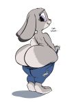 2016 alpha_channel anthro big_butt bottomwear butt butt_focus clothing colored disney ears_down elcid embarrassed female hi_res huge_butt huge_hips huge_thighs hyper hyper_butt judy_hopps lagomorph leporid lowkey mammal obese obese_female overweight overweight_female pants pivoted_ears plasma_snake rabbit short_stack simple_background solo text thick_thighs tight_clothing torn_bottomwear torn_clothing torn_pants wide_hips zootopia 