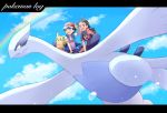  2boys :3 :d backpack bag baseball_cap black_pants black_shirt blue_shorts blue_sky cellphone cloud cloudy_sky commentary_request copyright_name day english_text flying gen_1_pokemon gen_2_pokemon gen_4_pokemon gou_(pokemon) hand_on_headwear hat highres holding holding_phone indian_style legendary_pokemon lugia male_focus mei_(maysroom) multiple_boys open_mouth pants phone pikachu pokemon pokemon_(anime) pokemon_(creature) pokemon_swsh_(anime) rainbow riding riding_pokemon rotom rotom_phone satoshi_(pokemon) shirt shorts sitting sky smartphone smile standing upper_teeth water_drop white_shirt 