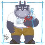  1:1 2020 anthro belly black_nose blush bottomwear bulge clothing footwear hi_res humanoid_hands kemono male overweight overweight_male sandals shirt shorts solo tanutronik753_k tokyo_afterschool_summoners topwear tsathoggua video_games 