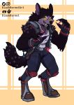  absurd_res anthro blackhornet canid canine canis claws clothed clothing digital_media_(artwork) fur gloves hair handwear hi_res jacket looking_at_viewer male mammal purple_body purple_fur purple_hair solo topwear wolf yellow_eyes 