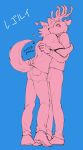  &lt;3 2020 anthro beastars blush canid canine canis cervid clothed clothing duo embarrassed hi_res hug legoshi_(beastars) louis_(beastars) male mammal raised_heel simple_background wolf ゴンちゃ 