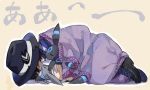  1boy alternate_color blanket carbink closed_eyes drawr gen_2_pokemon gen_6_pokemon hat hug lying nishihara_isao on_side pokemon pokemon_(creature) pokemon_(game) pokemon_xy shiny_pokemon sleeping umbreon 