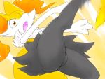  4:3 ambiguous_gender anthro biped black_body black_fur braixen canid canine cheek_tuft digitigrade eiroru facial_tuft falling featureless_crotch fluffy fluffy_tail fur hi_res mammal multicolored_body multicolored_fur nintendo open_mouth orange_body orange_eyes orange_fur pok&eacute;mon pok&eacute;mon_(species) simple_background slipping solo surprised_expression tuft urorie4‬ video_games white_body white_fur yellow_background yellow_body yellow_fur 