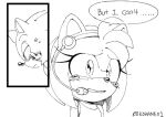  2020 amy_rose anthro black_and_white bodily_fluids comic crying dialogue duo earpiece english_text eulipotyphlan female frown half-closed_eyes hedgehog idw_publishing kohane01 male mammal microphone monochrome narrowed_eyes sad sonic_the_hedgehog sonic_the_hedgehog_(comics) sonic_the_hedgehog_(idw) sonic_the_hedgehog_(series) speech_bubble tears text twitter_username 