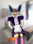  anthro canid canine clothing dumbassguy fennec_fox fox hakka_(dumbassguy) hi_res legwear maid_uniform male mammal solo thigh_highs true_fox uniform 