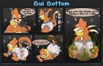  anthro bandai_namco bodily_fluids bottomwear buizel clothing data_(datahazard64) dialogue diaper digimon digimon_(species) duo entrapment feces gas generation_4_pokemon genital_fluids gooeythedragon guilmon macro male male/male messy messy_diaper micro nintendo pattern_bottomwear pattern_clothing pokemon pokemon_(species) shrink_(disambiguation) size_difference soiled_diaper soiling stuffing urine watersports 