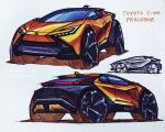  artist_name car grey_background kai55 motor_vehicle multiple_views no_humans orange_car original shadow sports_utility_vehicle toyota toyota_c-hr vehicle_focus vehicle_name 