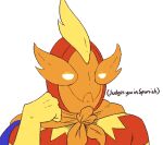  anthro clothed clothing digital_media_(artwork) el_bailador_(undertale_yellow) english_text half-closed_eyes hand_on_head humor male meme narrowed_eyes signirsol simple_background solo text undertale_(series) undertale_yellow unknown_species 