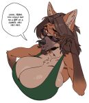  anthro big_breasts boosterpang breasts canid canine clothing dan_(bng) eyewear glasses hi_res intersex male male_(lore) male_focus mammal maned_wolf nerd shirt smug solo topwear 