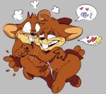  anthro balls belly blush brown_body brown_fur buckteeth butt duo erection fur genitals gopher heart_symbol hi_res mac_(looney_tunes) male male/male mammal navel nude penis rodent salamikii slightly_chubby teeth tosh 
