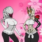  angelasalazzle anthro breasts clothed clothing duo female female_focus hanami hi_res humanoid jujutsu_kaisen monster monster_girl_(genre) not_furry rika_(jujutsu_kaisen) standing topless 