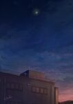  alu.m_(alpcmas) antennae artist_name building cloud crescent evening highres moon night night_sky no_humans original outdoors power_lines scenery sky twilight urban utility_pole 