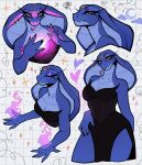 anthro blue_body blue_scales breasts clothing cobra dress fangs female forked_tongue heart_symbol long_nails magic makeup mascara reptile saphgriffin scales scalie sketch_page snake snake_hood teeth tongue wide_hips yellow_eyes