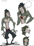  anthro armpit_hair arody baboon body_hair bottomwear clothed clothing facial_hair goatee hair haplorhine hat headgear headwear hi_res long_hair male mammal monkey nipples old_world_monkey oversized_clothing primate shorts solo thinking thought_bubble topless underwear 