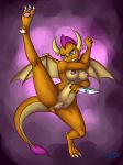  2020 absurd_res anthro breasts brushstroke claws clitoral_hood clitoris digital_media_(artwork) dragon eyelashes female friendship_is_magic genitals hi_res holding_object membrane_(anatomy) membranous_wings my_little_pony nipples non-mammal_breasts pussy smolder_(mlp) solo spread_wings toe_claws wings 