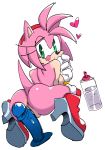  accessory all_fours amy_rose anthro anus boots butt clothing colored_sketch dildo eulipotyphlan female footwear genitals hair headband hedgehog high_heeled_boots high_heels kneeling licking licking_lips lube mammal nude pink_body pink_hair pussy sex_toy shoes simple_background solo sonic_the_hedgehog_(series) tongue tongue_out watatanza white_background 
