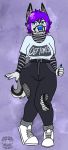  anthro arwen. breasts canid canine canis clothed clothing domestic_dog female fishnet fishnet_legwear footwear hi_res high_waisted_pants husky legwear mammal nordic_sled_dog piercing shirt shoes sneakers solo spitz topwear wide_hips 