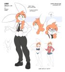  2020 abbi_(kilinah) anthro biped blep bra braided_hair clothed clothing english_text female footwear freckles fully_clothed green_eyes hair hi_res kilinah lagomorph leporid mammal model_sheet orange_hair panties pigtails rabbit shoes smile solo text tongue tongue_out underwear 