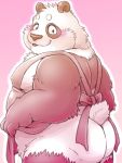  2020 3:4 anthro apron belly blush butt clothing fur giant_panda hi_res humanoid_hands kemono male mammal multicolored_body multicolored_fur overweight overweight_male simple_background solo two_tone_body two_tone_fur ursid zapapanda 