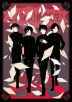  4boys aoyama_(szs) arm_at_side arm_behind_back bangs black_border black_footwear black_hair black_theme blurry blurry_background book border buttons closed_mouth commentary_request emphasis_lines expressionless fingernails flying_paper full_body gakuran glasses gradient gradient_background grey_background grin haga_(szs) half-closed_eyes hand_in_pocket hand_on_hip hand_on_own_arm hand_on_own_chest hands_in_pockets high_collar highres holding holding_book japanese_clothes kino_kuniya kudou_jun looking_afar looking_at_viewer male_focus multiple_boys okumura open_mouth paper parted_bangs red-framed_eyewear red_background red_eyes red_theme sayonara_zetsubou_sensei school_uniform see-through semi-rimless_eyewear side-by-side smile spiked_hair teeth too_many too_many_papers translation_request uniform upper_teeth v-shaped_eyebrows walking 