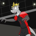  1:1 anthro anthrofied bottomwear clothed clothing fully_clothed fuze hakamo-o hi_res jake_(fuze) male nintendo pok&eacute;mon pok&eacute;mon_(species) shirt shorts solo sport sportswear t-shirt topwear video_games volleyball volleyball_net 