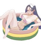  1girl arm_support armband bikini breasts fate/grand_order fate_(series) hime_cut large_breasts long_hair minamoto_no_raikou_(fate/grand_order) minamoto_no_raikou_(swimsuit_lancer)_(fate) mo_(kireinamo) sketch solo swimsuit very_long_hair wading_pool 
