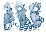  &lt;3 2020 anthro blowing_bubble bottomless bubble_gum clothed clothing conditional_dnp felid female flora_(twokinds) fur hands_in_pockets hi_res hood hoodie keidran looking_aside looking_at_viewer mammal monochrome pantherine pockets simple_background sketch smile solo striped_body striped_fur stripes tiger tom_fischbach topwear twokinds webcomic white_background 