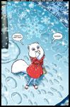  2020 anthro arctic_fox borba canid canine clothed clothing comic dialogue disney english_text female footprint fox fur high-angle_view mammal outside smoking snow snowflake snowing solo speech_bubble standing text watermark white_body white_fur zootopia 