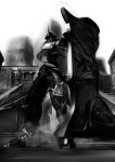  absurdres aiu_eo armor demon&#039;s_souls greyscale helmet highres knight monochrome shield souls_(from_software) tower_knight weapon 
