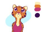  2020 4:3 anthro cheetah clothed clothing color_swatch disney felid feline female fur head_tuft kii_catano mammal restricted_palette shirt simple_background solo spots spotted_body spotted_fur tank_top tggeko topwear tuft white_background zootopia 